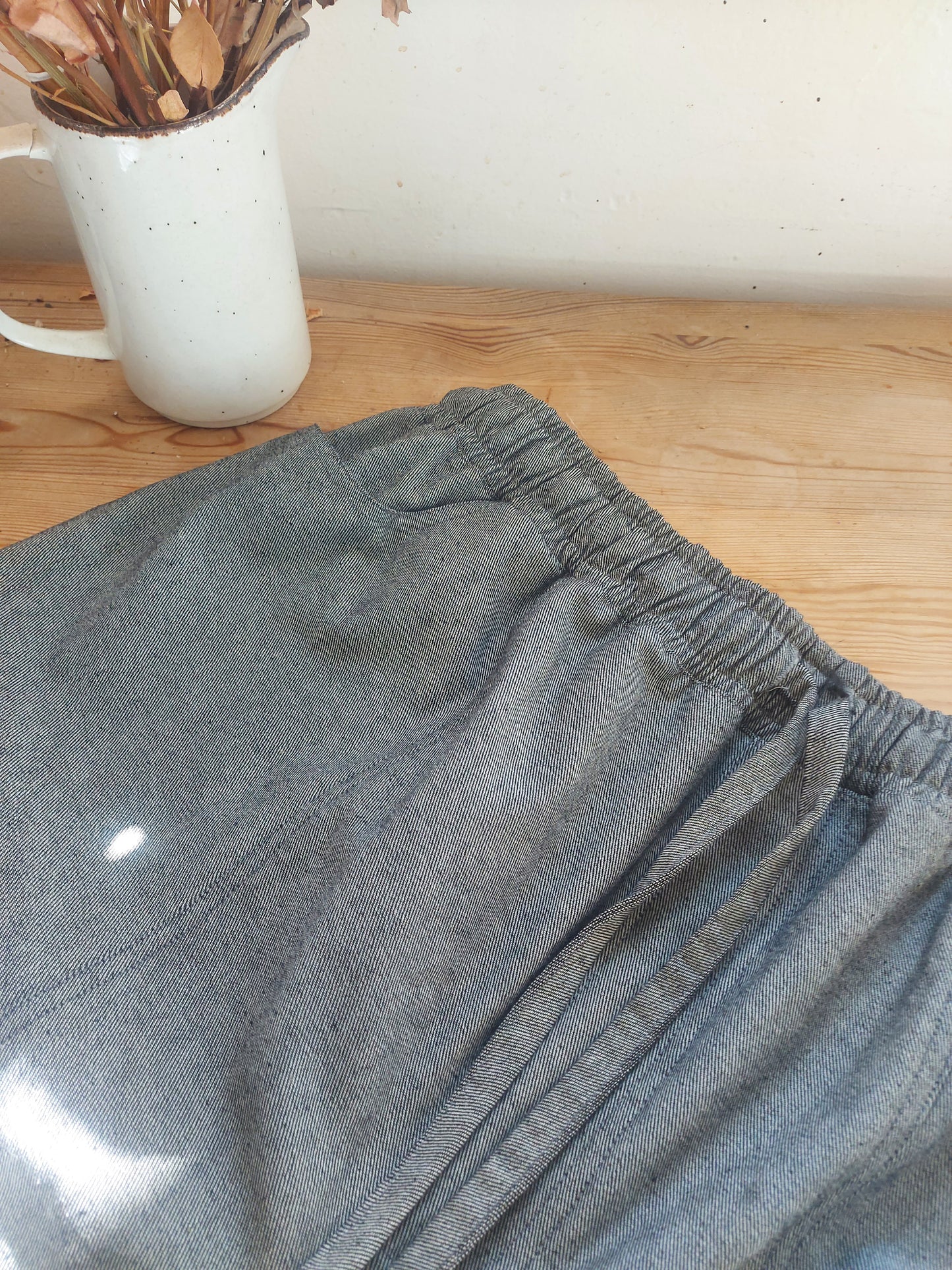 Sample Sale Ramona Utility Trousers - Pebble Grey Japanese Raw Denim by Connally Goods