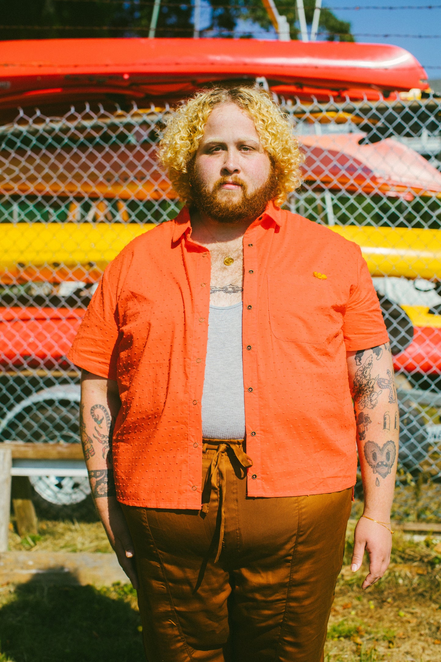 Thomas Shirt in Anemone Red (Swiss Dot Cotton) by Connally Goods