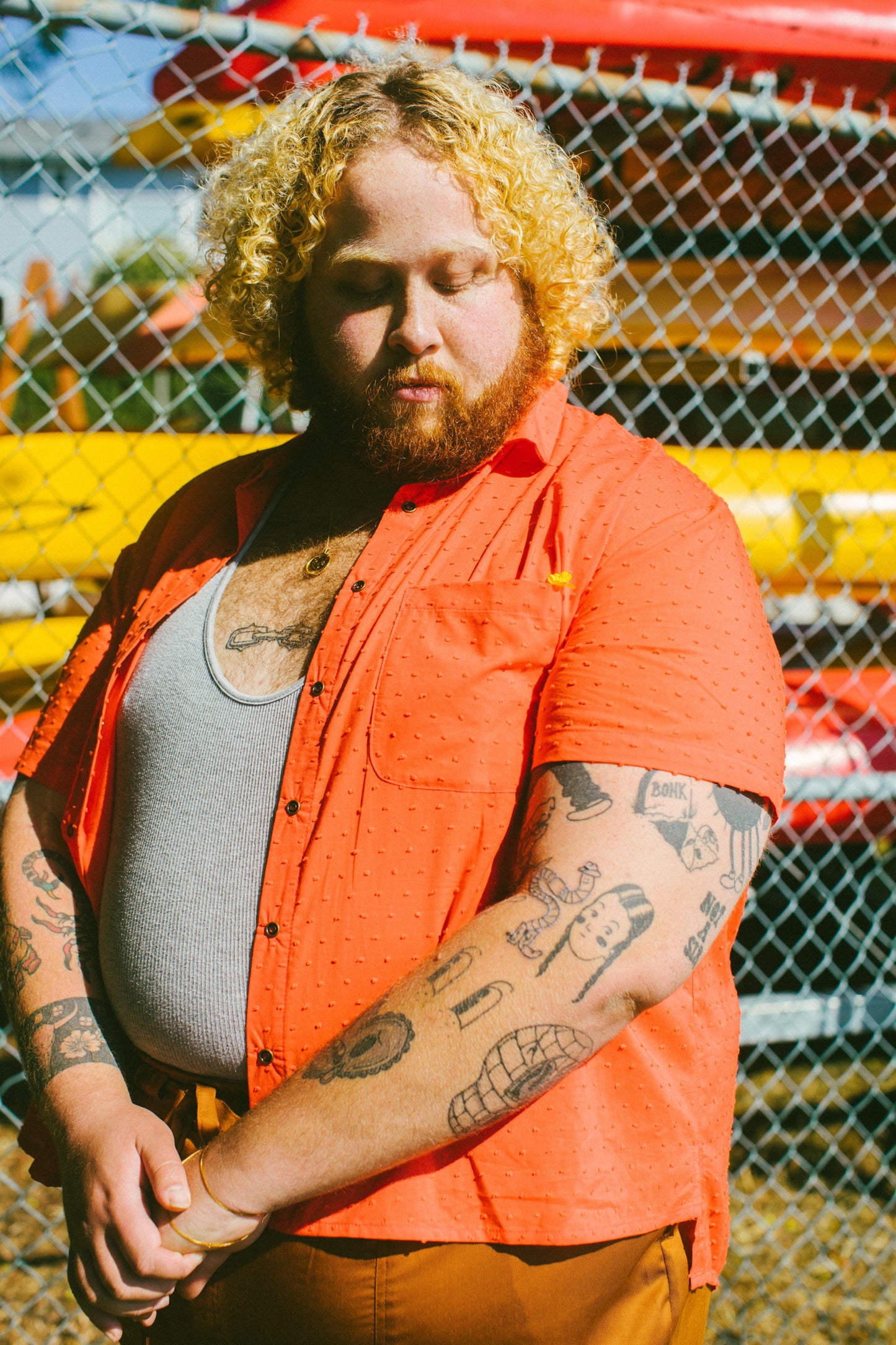 Thomas Shirt in Anemone Red (Swiss Dot Cotton) by Connally Goods