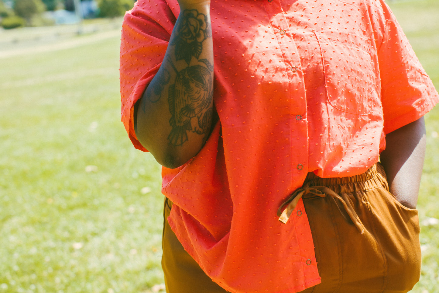 Thomas Shirt in Anemone Red (Swiss Dot Cotton) by Connally Goods