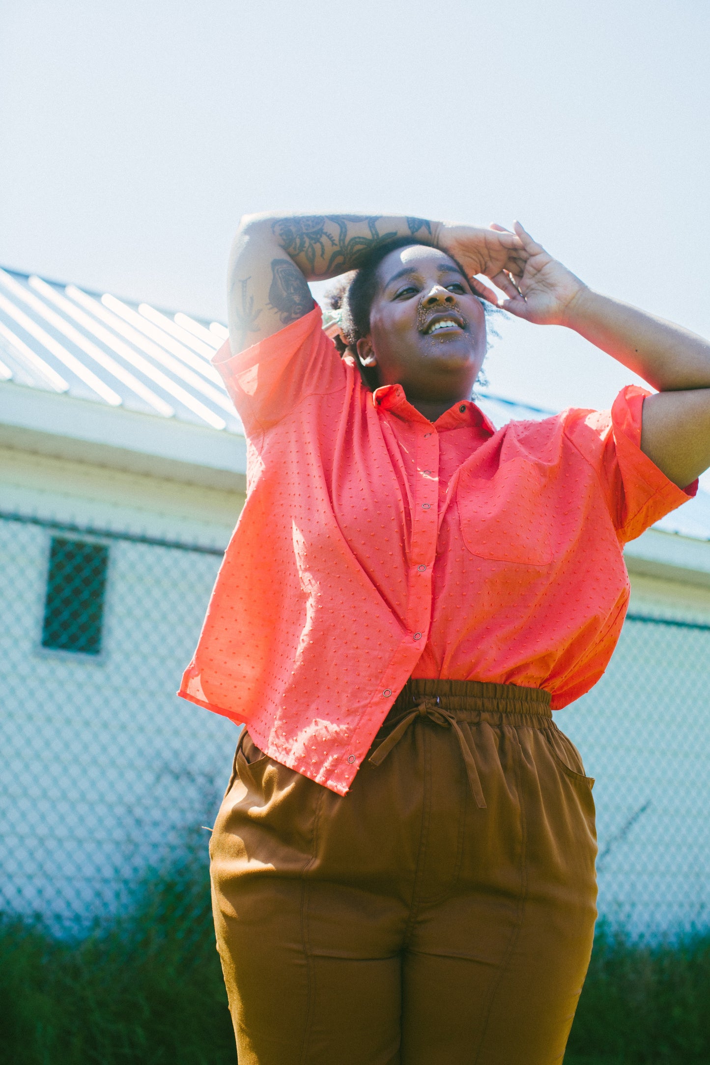 Thomas Shirt in Anemone Red (Swiss Dot Cotton) by Connally Goods