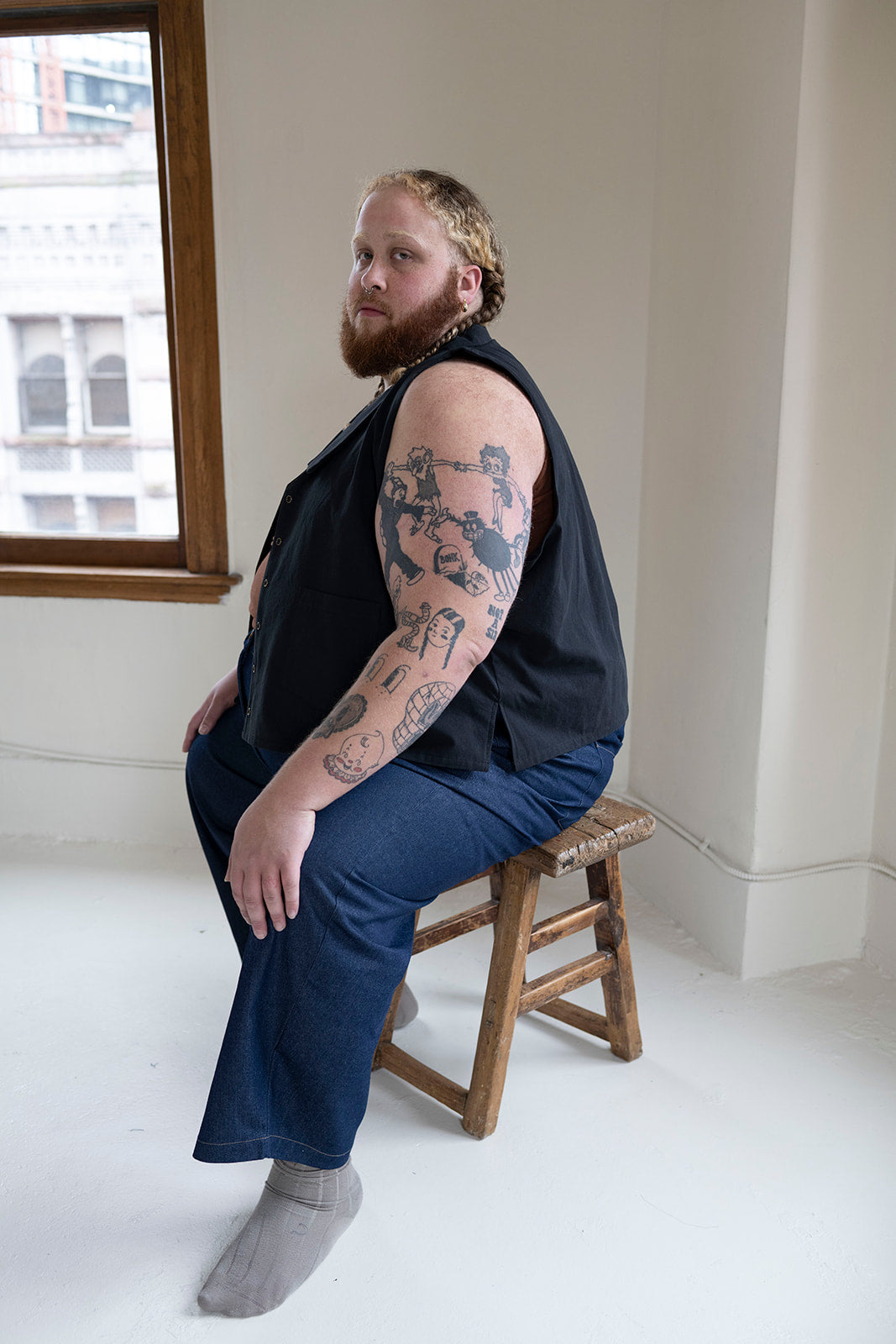 The Boxy Gilbert Vest in Organic Brushed Cotton