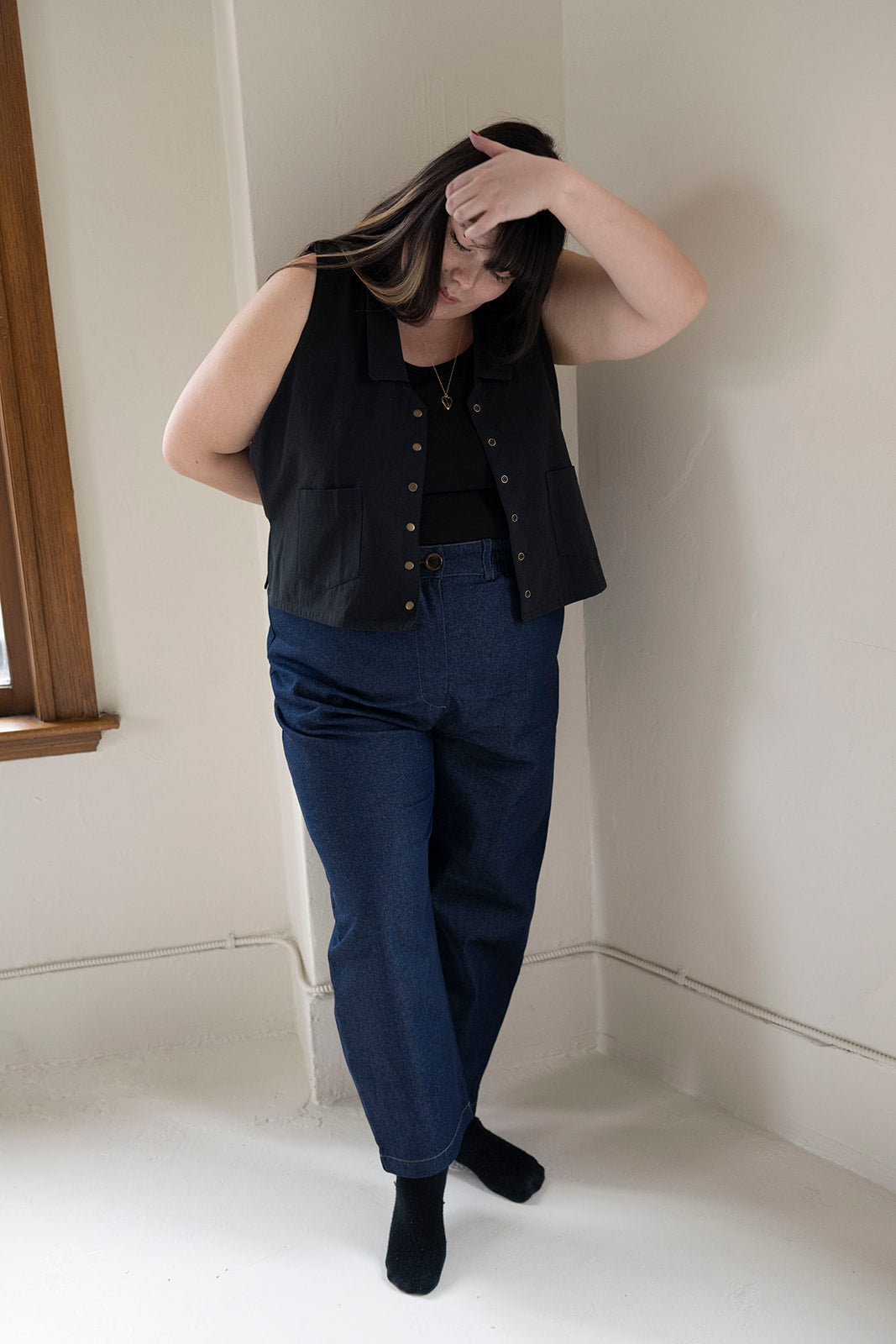 The Boxy Gilbert Vest in Organic Brushed Cotton