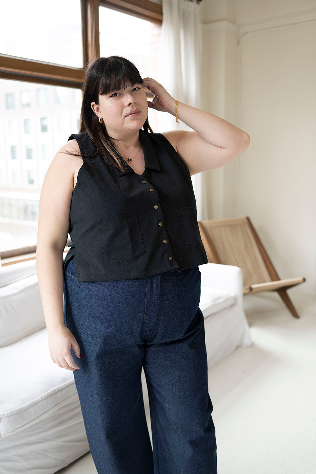 The Boxy Gilbert Vest in Organic Brushed Cotton