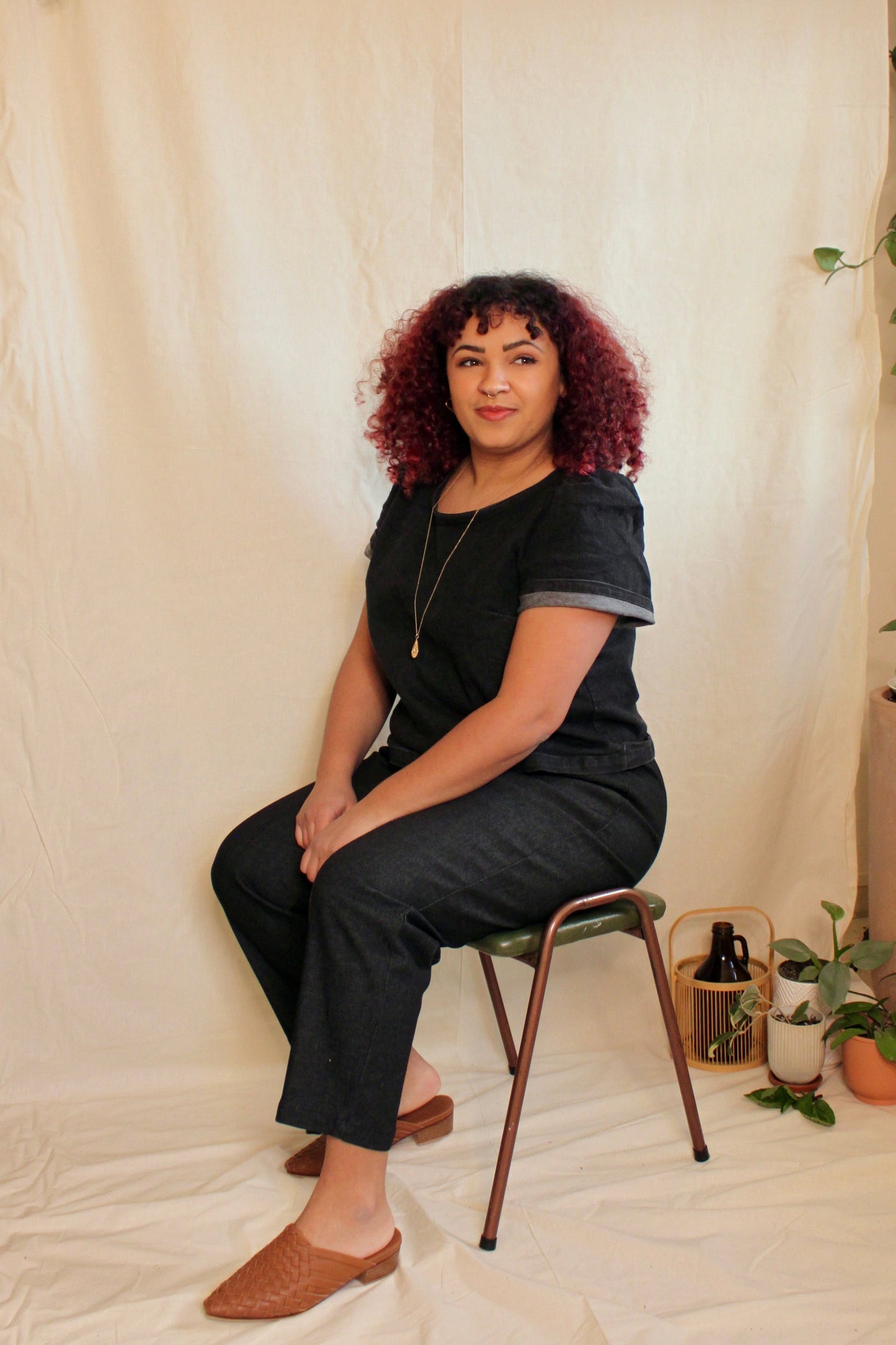 Sample Sale Ramona Utility Trousers - Charcoal Black Japanese Raw Denim by Connally Goods