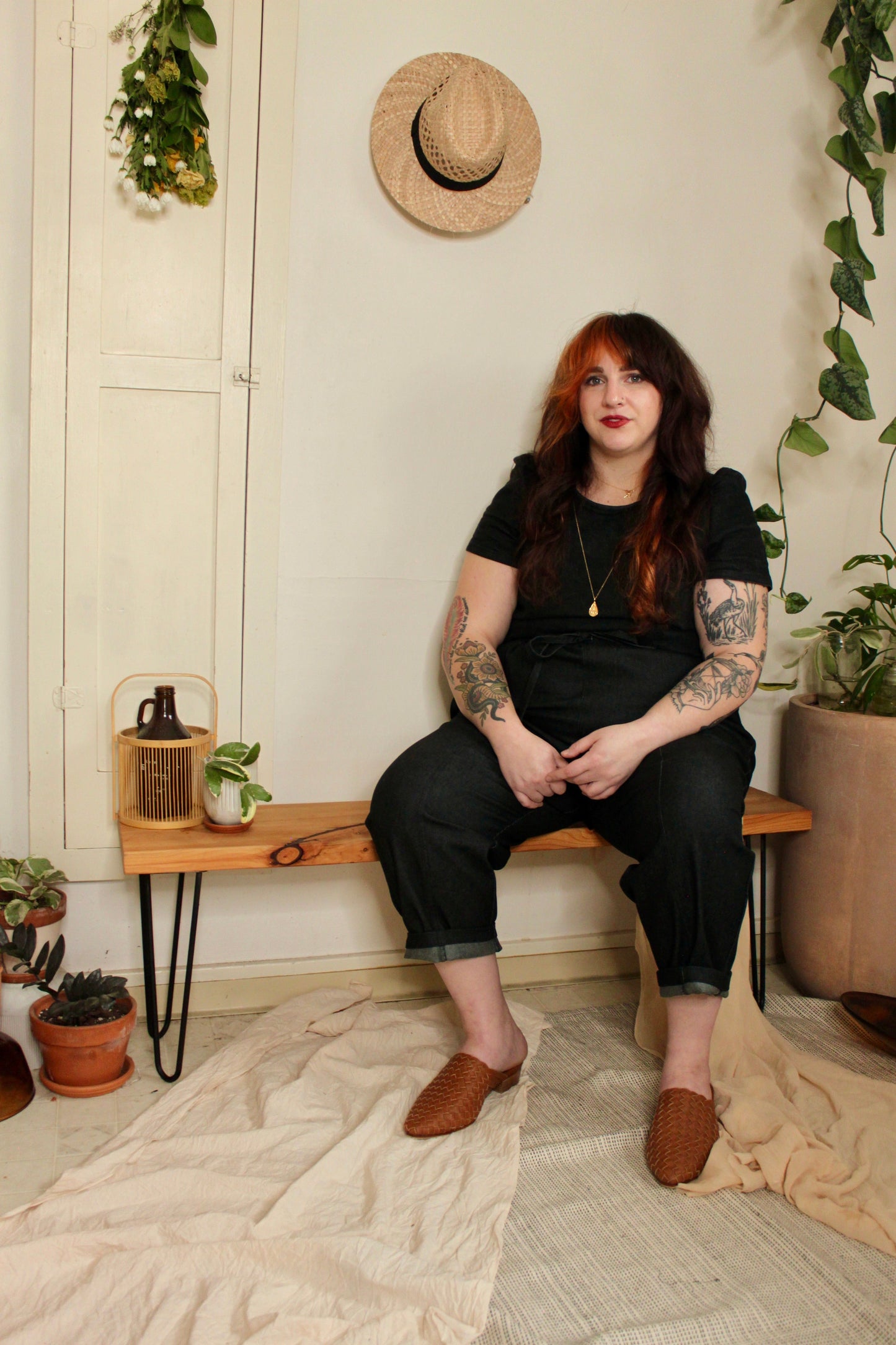 Sample Sale Ramona Utility Trousers - Charcoal Black Japanese Raw Denim by Connally Goods