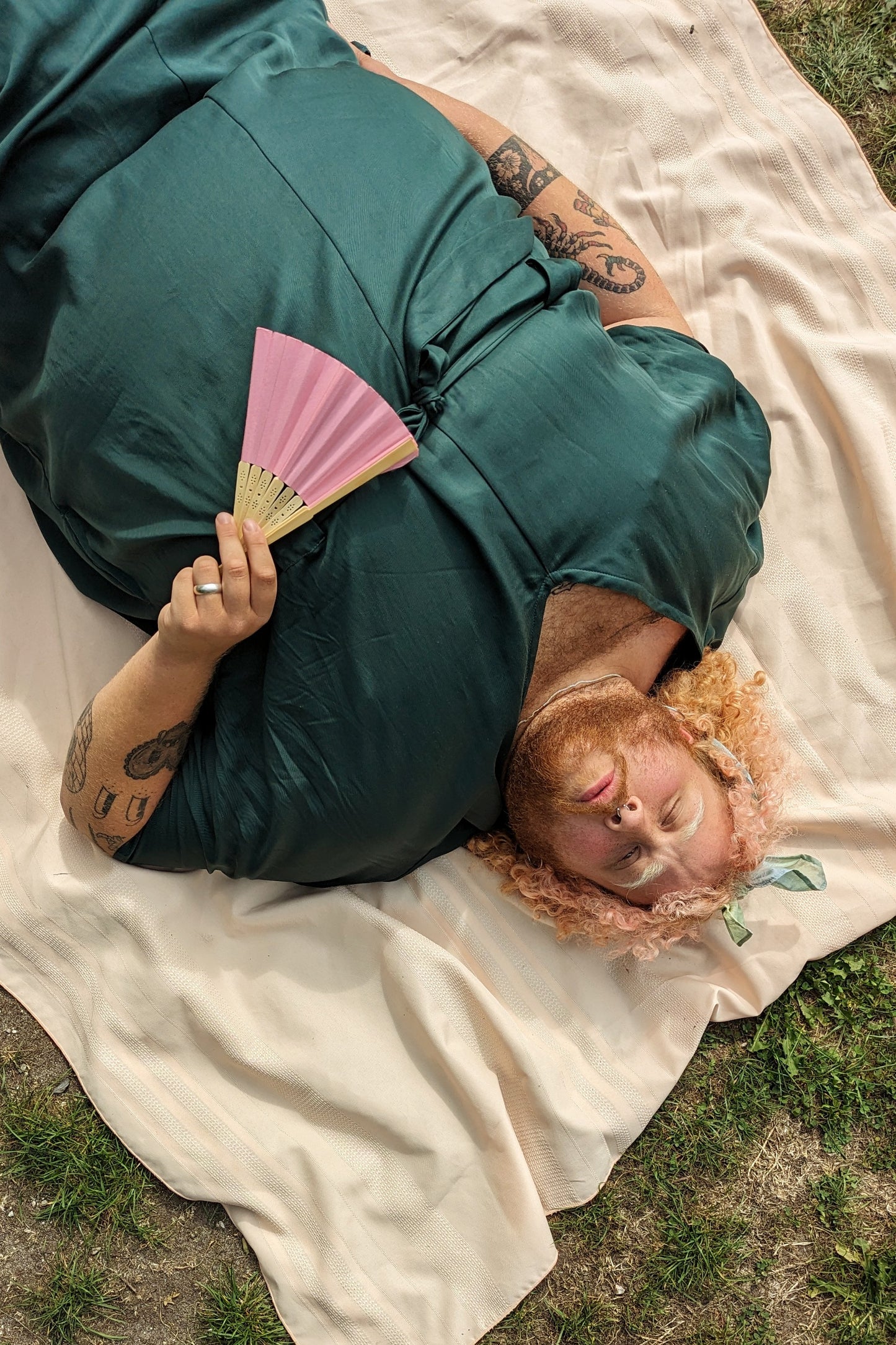 Preorder - Lee Caftan Dress with Sash (Phthalo Green Tencel) by Connally Goods