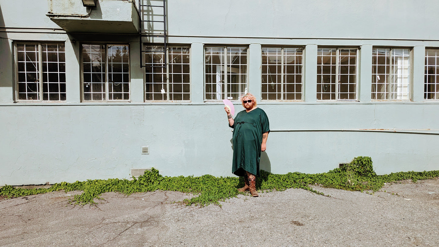 Preorder - Lee Caftan Dress with Sash (Phthalo Green Tencel) by Connally Goods