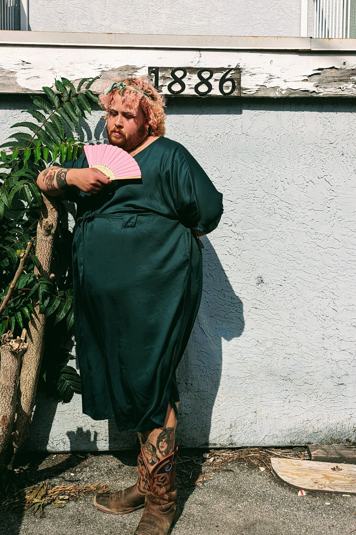 Preorder - Lee Caftan Dress with Sash (Phthalo Green Tencel) by Connally Goods