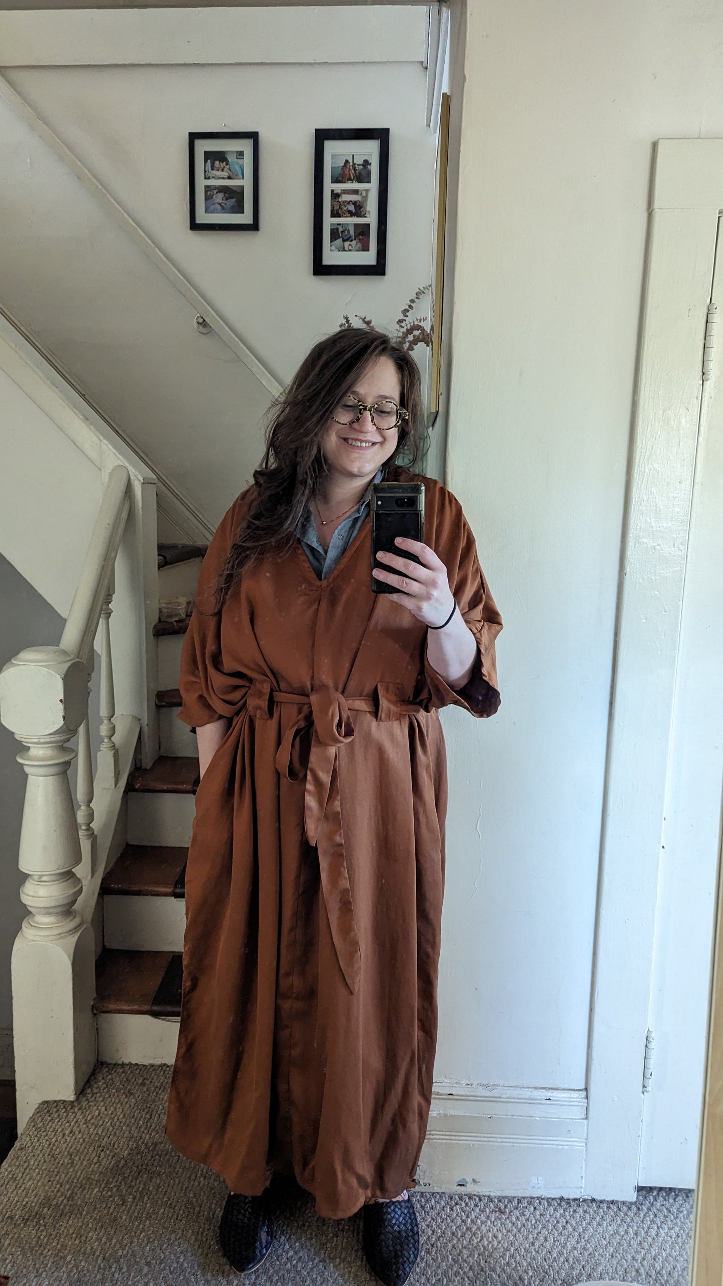 Lee Caftan Dress with Sash (Cedar Tencel Twill)