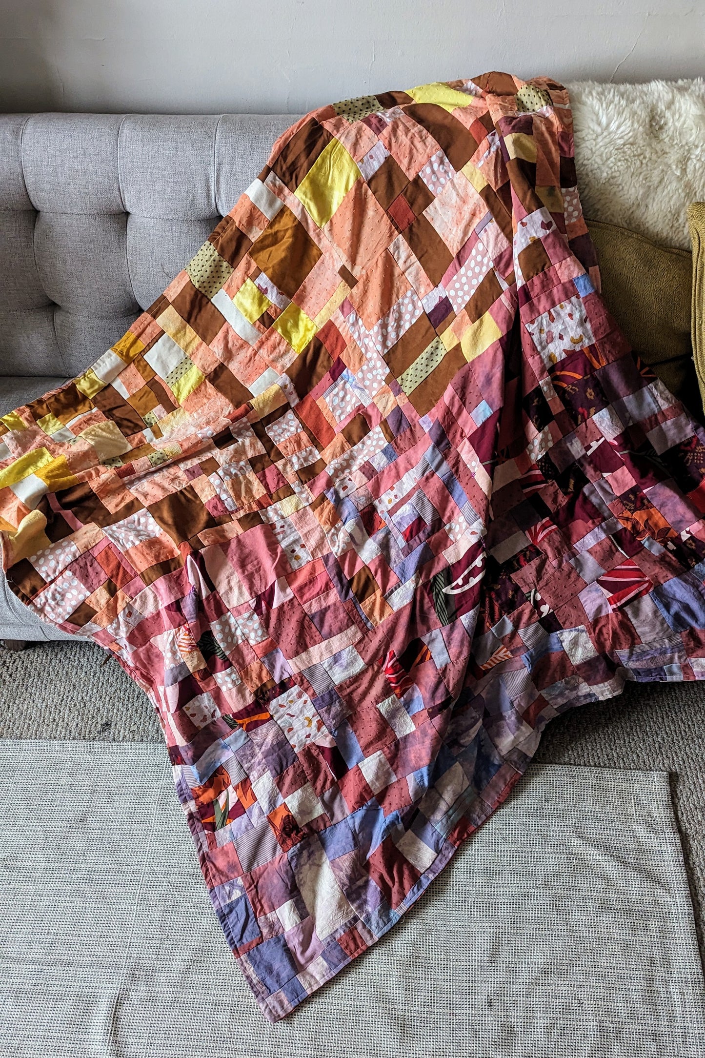 Patchwork Quilt in Ombre Sunset