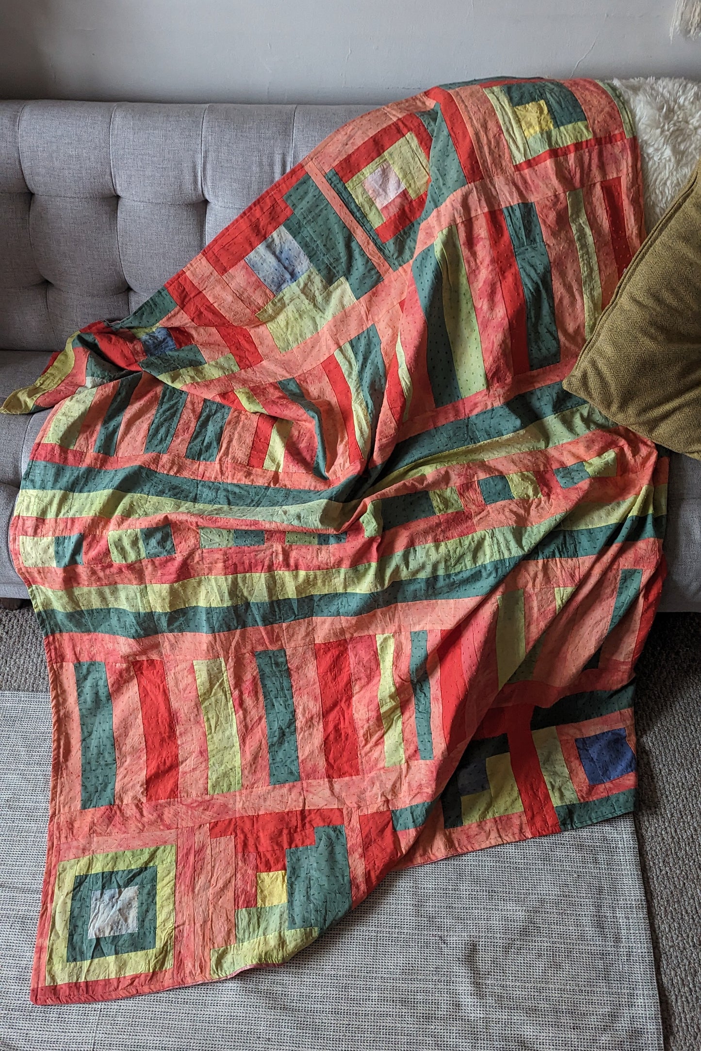 Patchwork Quilt in Watermelon Swiss Dot