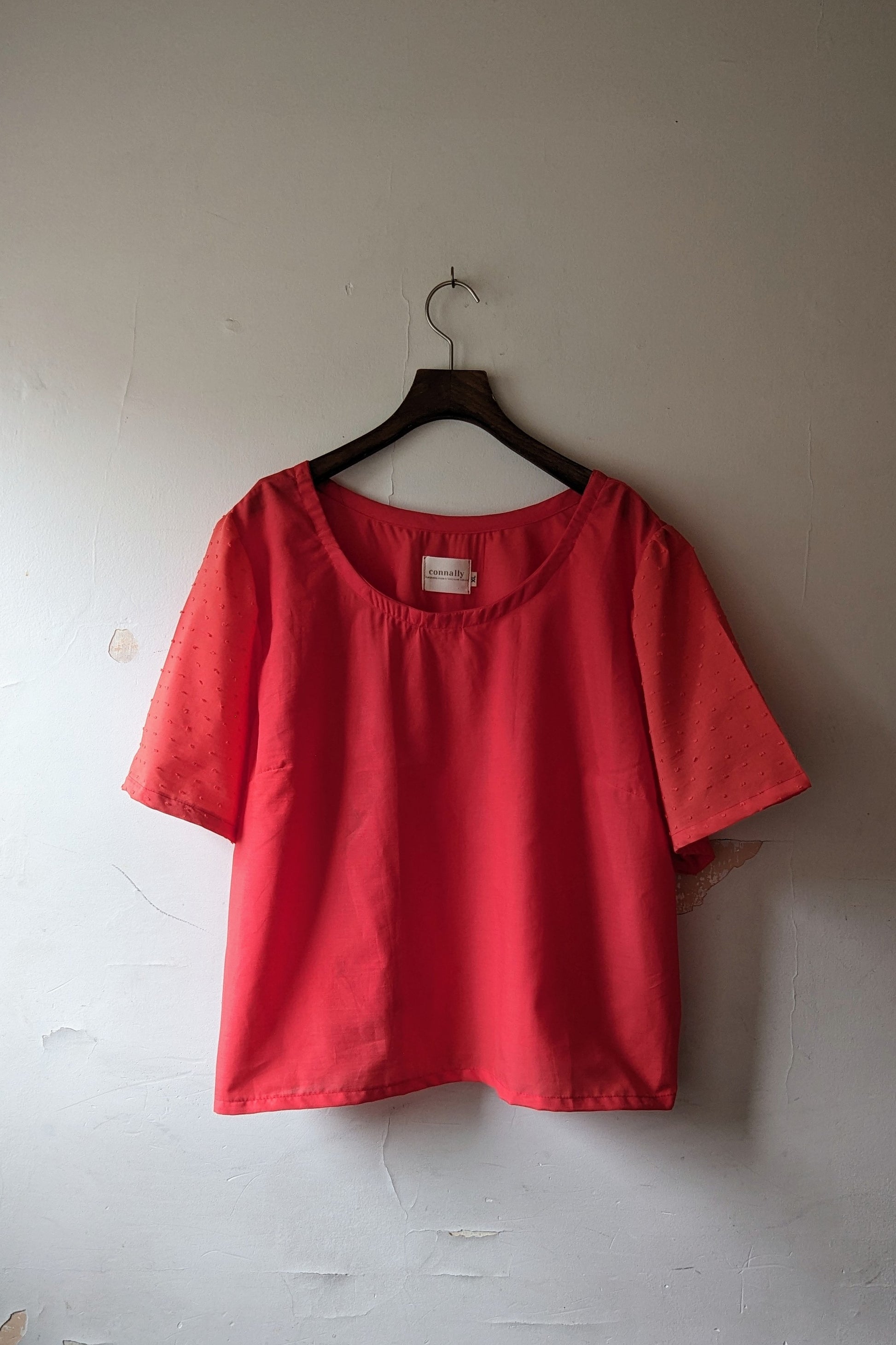 Penny Shirt with Puffed Sleeves in Red Cotton by Connally Goods