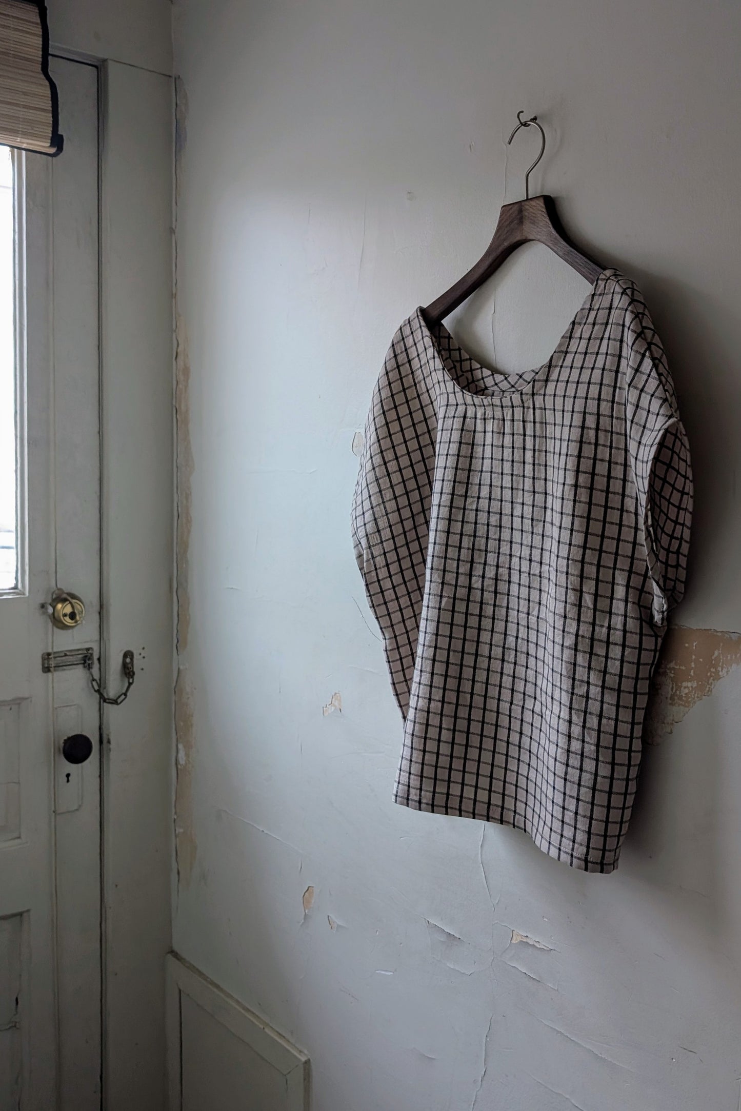 Oatmeal Tattersall Check Slouch Top by Connally Goods