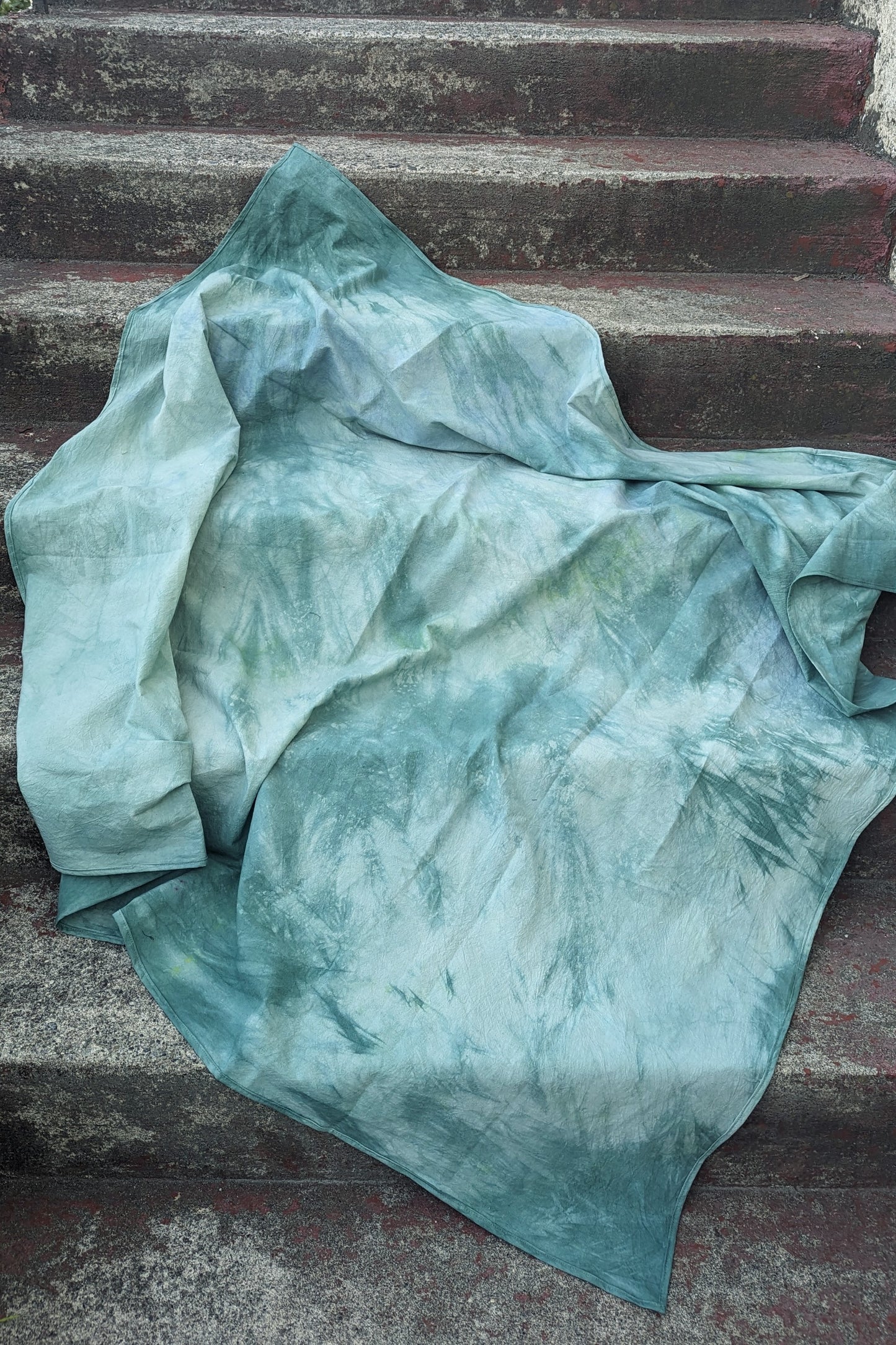 PREORDER: Hand Dyed Organic Cotton Bedspread Blanket (OOAK - Seaglass Turquoise, Indigo) by Connally Goods