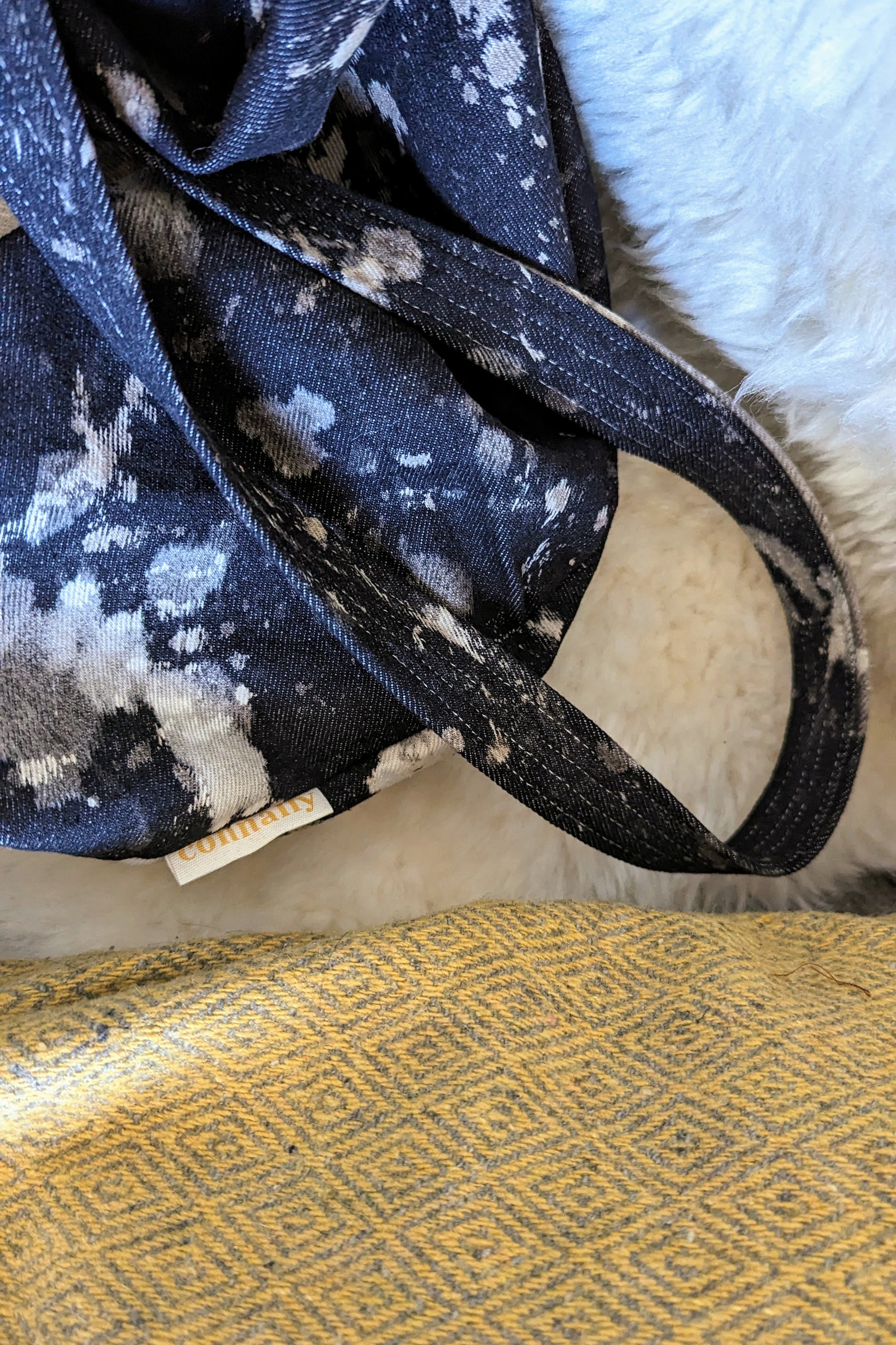 Japanese Raw Denim Haul-All Tote Bag with Extra-Long Strap (Acid Wash) by Connally Goods