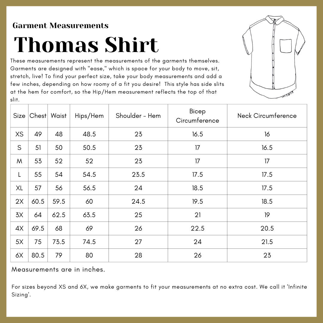 Thomas Shirt measurements