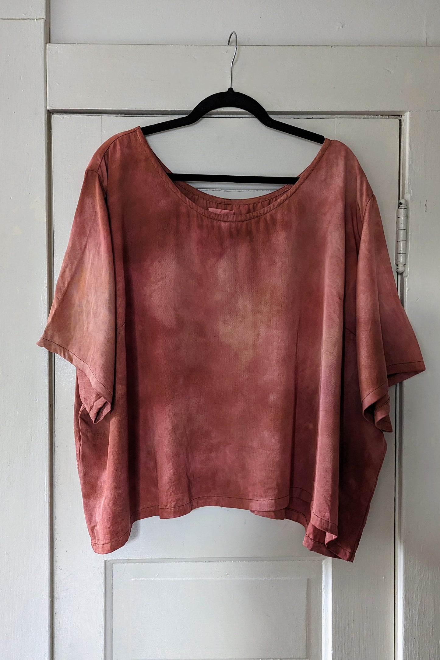 Hand Dyed Magenta Sunrise Walker Gender Neutral T Shirt Tencel Twill