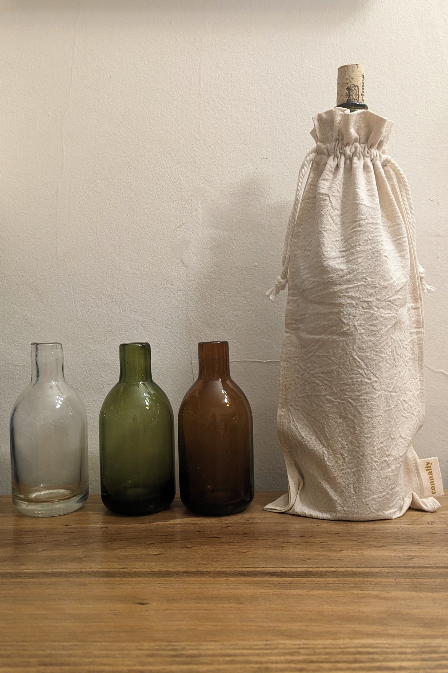 100% Organic Cotton Drawstring Bottle Bag