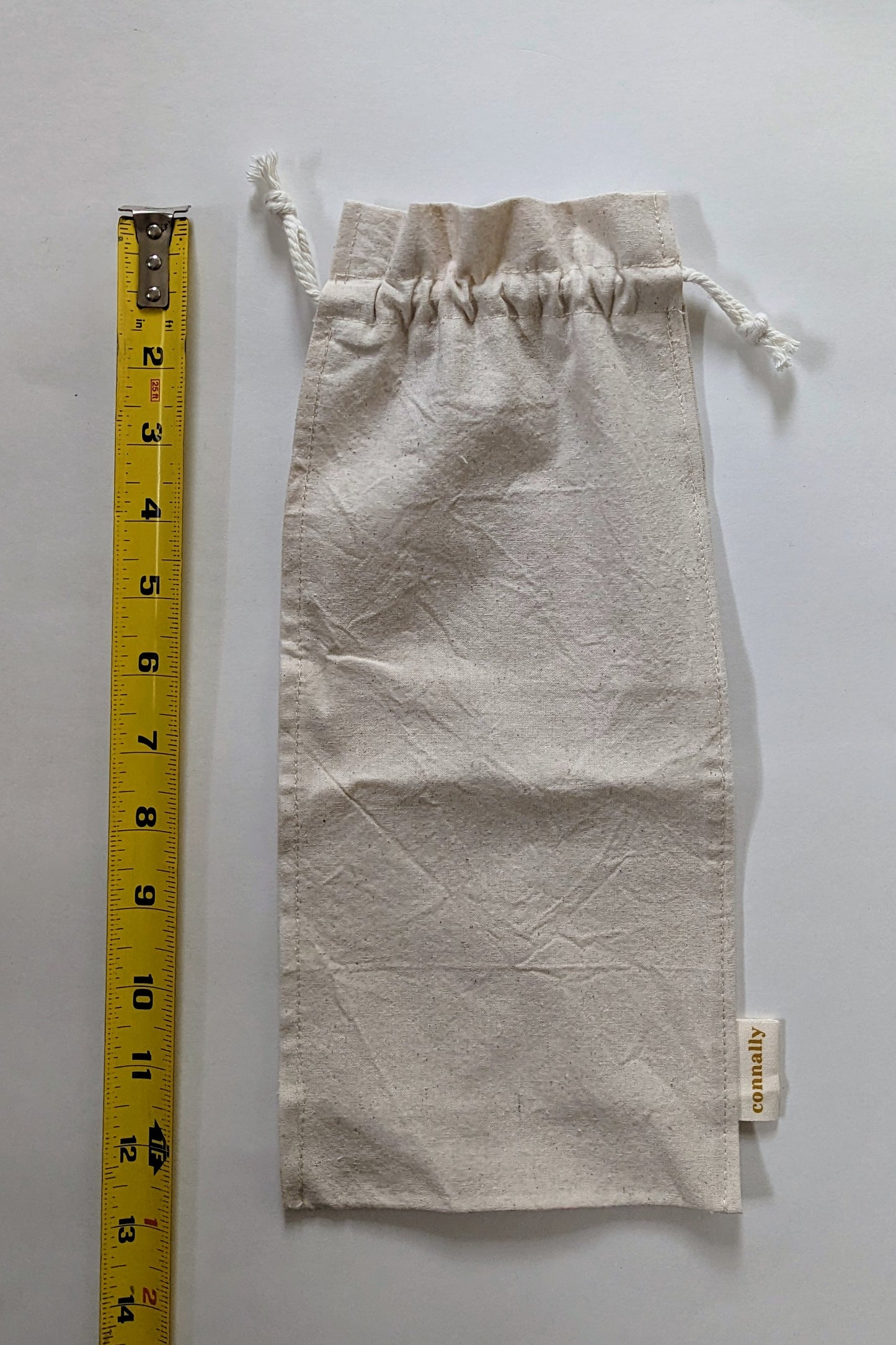 100% Organic Cotton Drawstring Bottle Bag