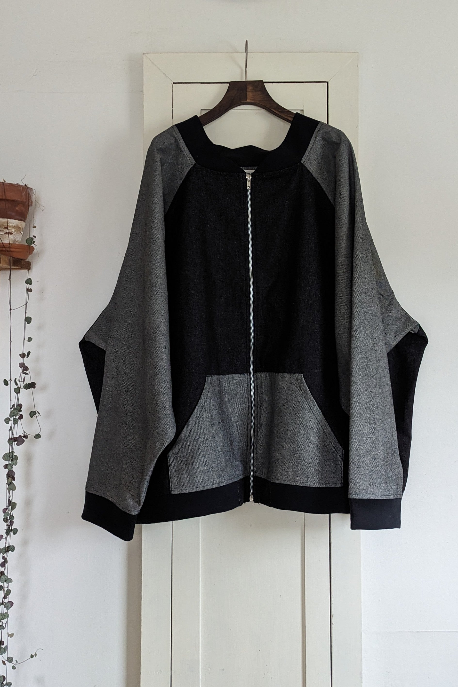 Colour Block Roscoe Bomber Jacket in Japanese Raw Denim by Connally Goods