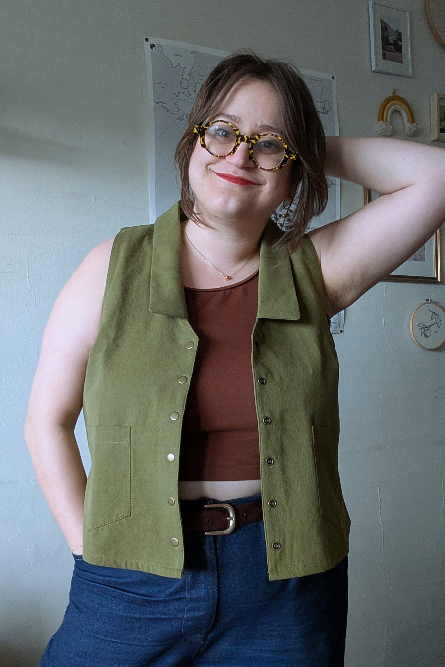 The Boxy Gilbert Vest in Organic Brushed Cotton