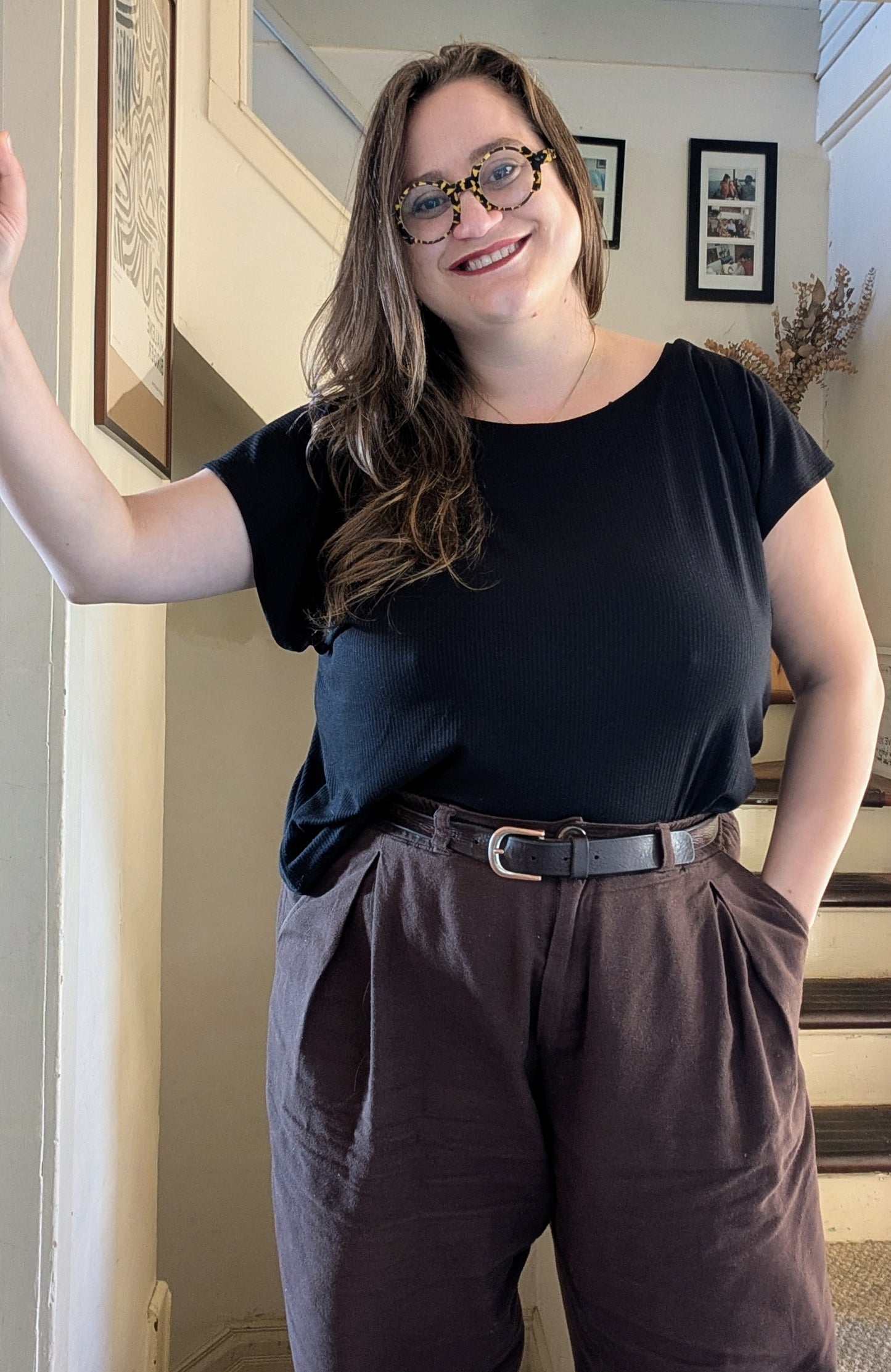 Black Ribbed Slouch Top in Bamboo Jersey by Connally Goods