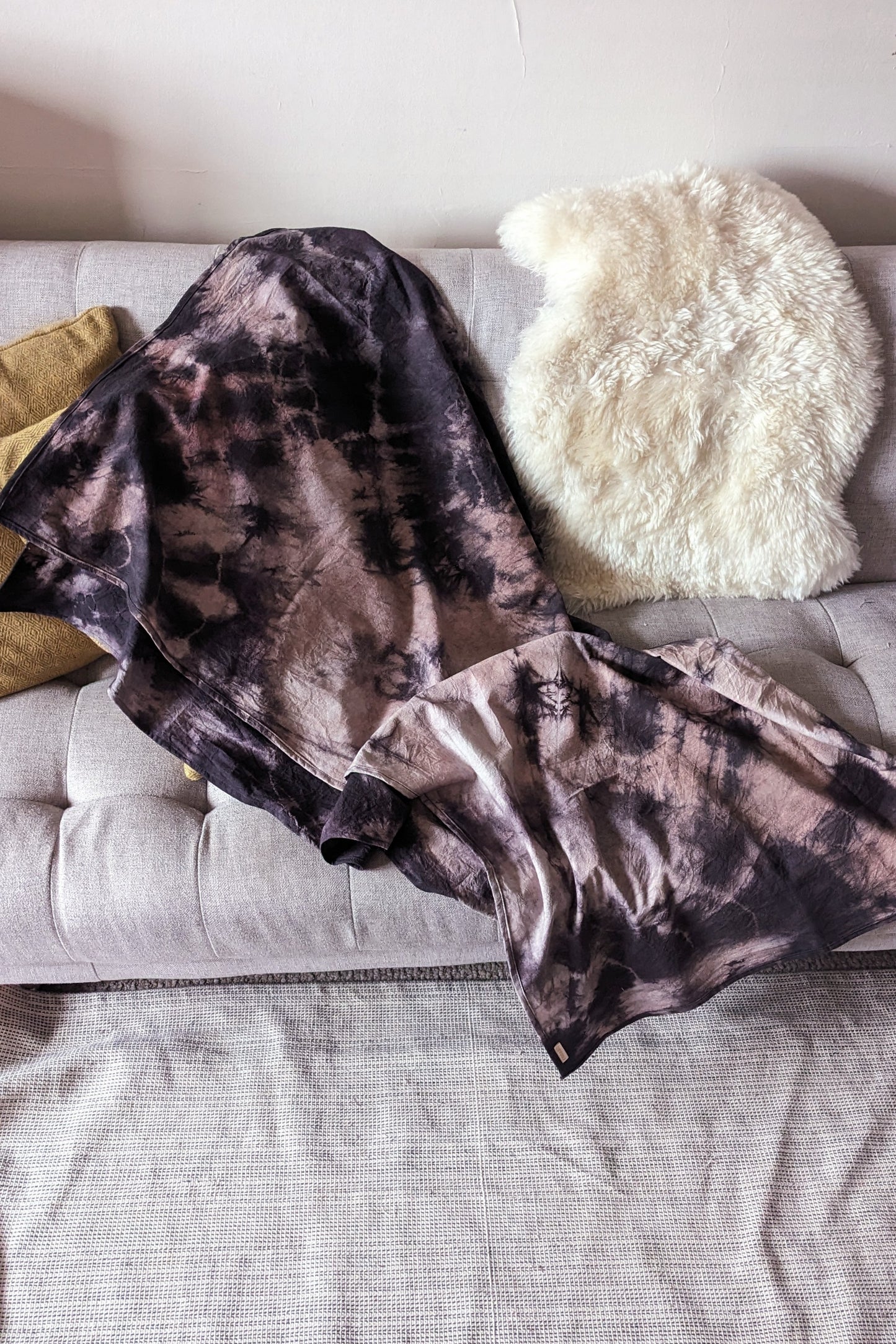 Hand Dyed Organic Cotton Blanket Dark Amethyst