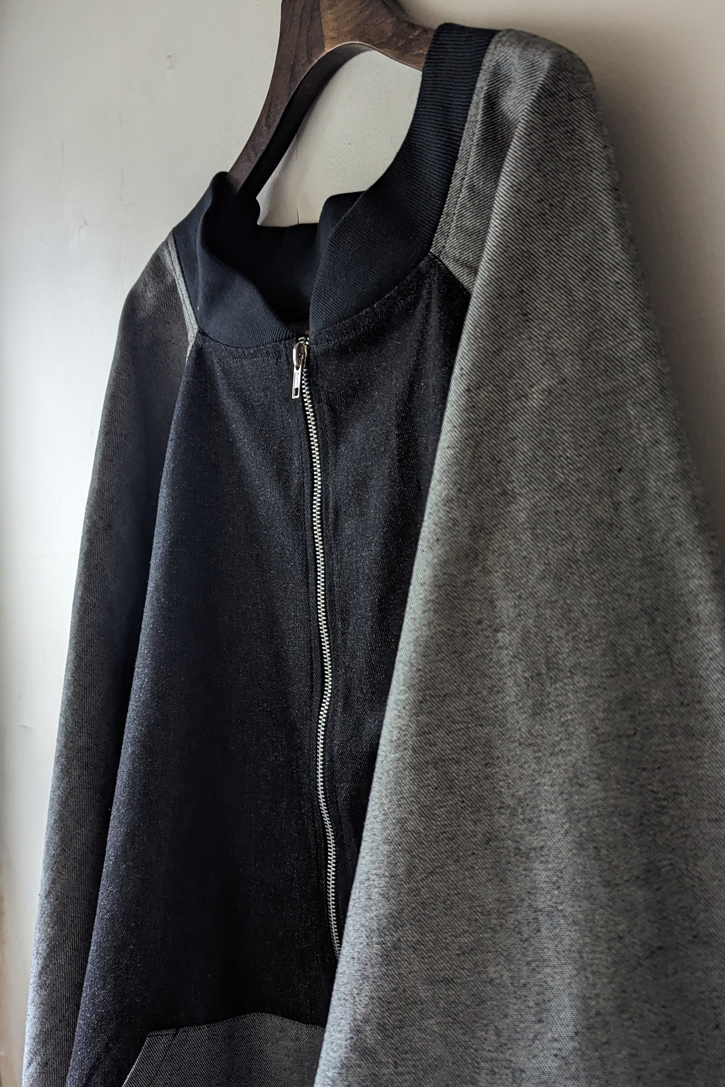 Colour Block Roscoe Bomber Jacket in Japanese Raw Denim by Connally Goods