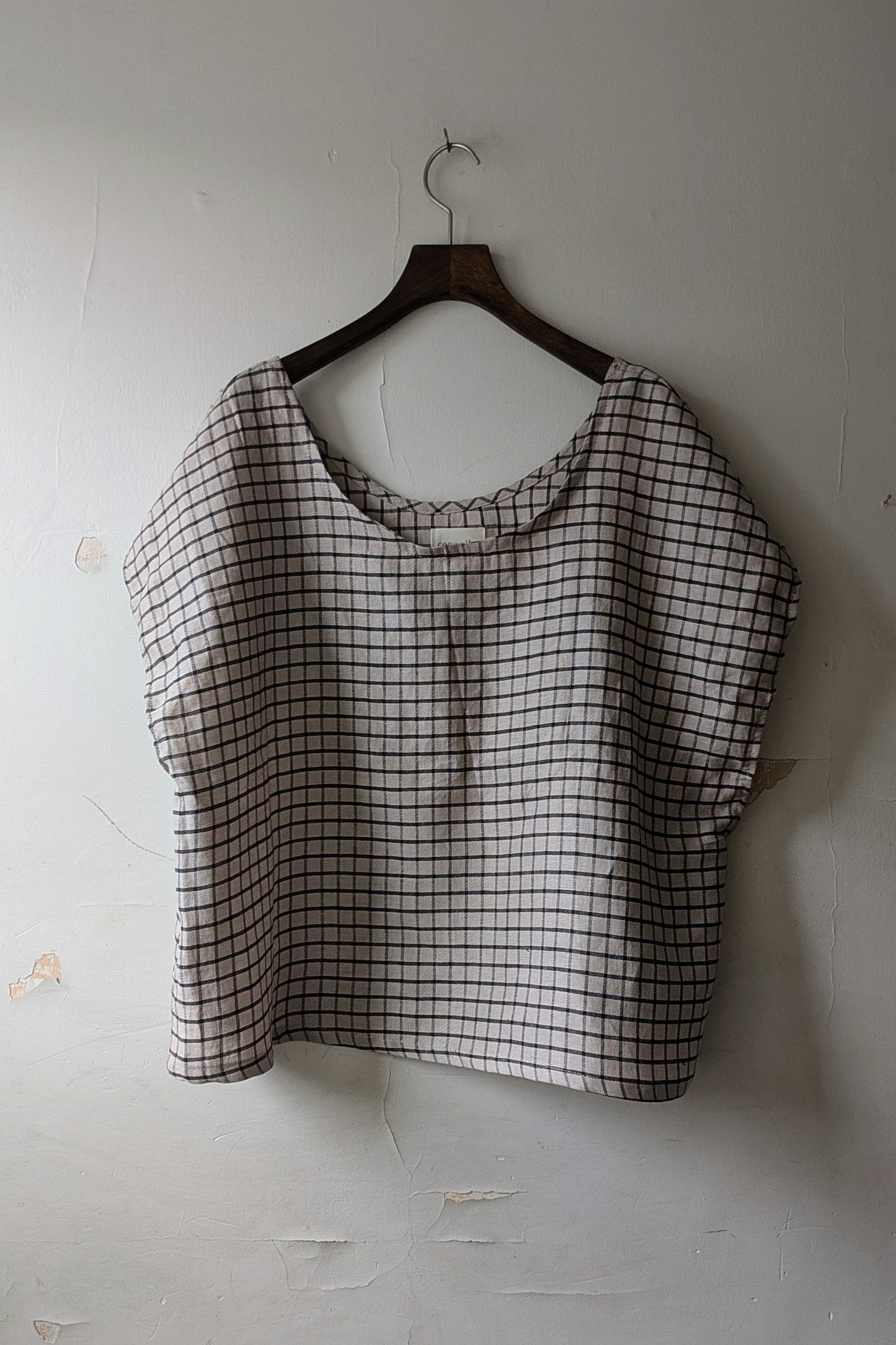 Oatmeal Tattersall Check Slouch Top by Connally Goods