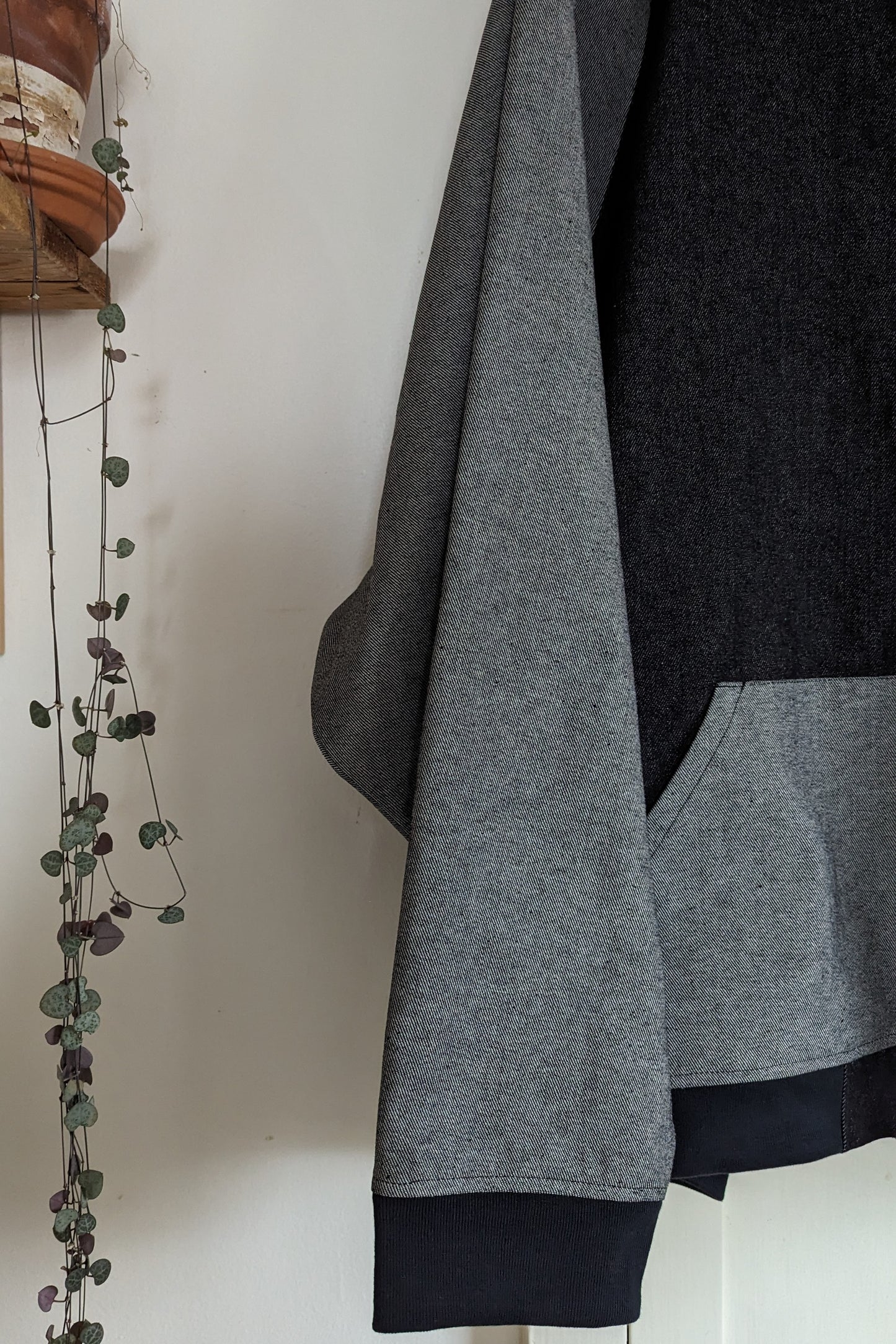 Colour Block Roscoe Bomber Jacket in Japanese Raw Denim by Connally Goods