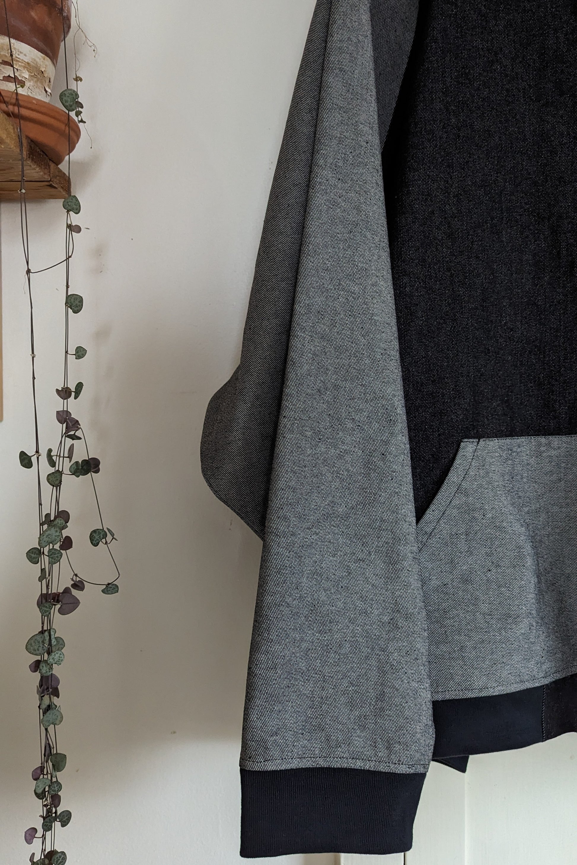 Colour Block Roscoe Bomber Jacket in Japanese Raw Denim by Connally Goods