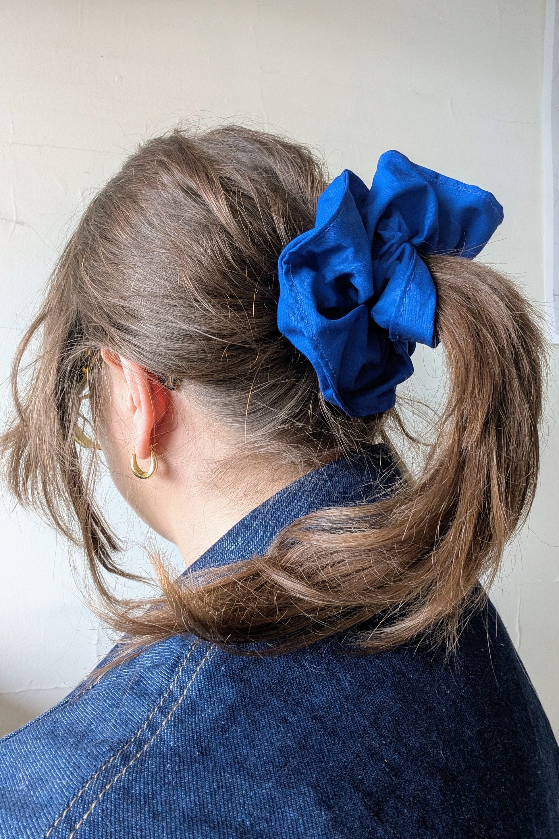 Jumbo Cobalt Blue Cotton Scrunchie by Connally Goods