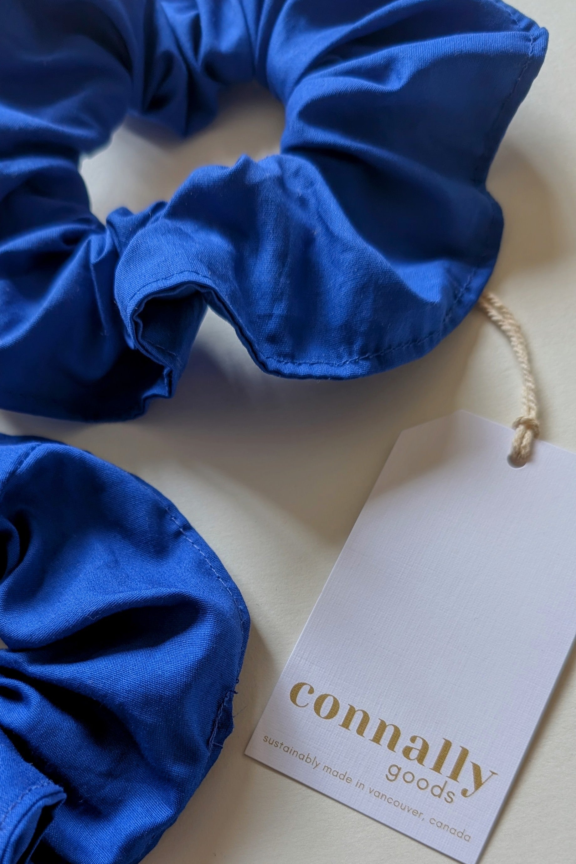 Jumbo Cobalt Blue Cotton Scrunchie by Connally Goods