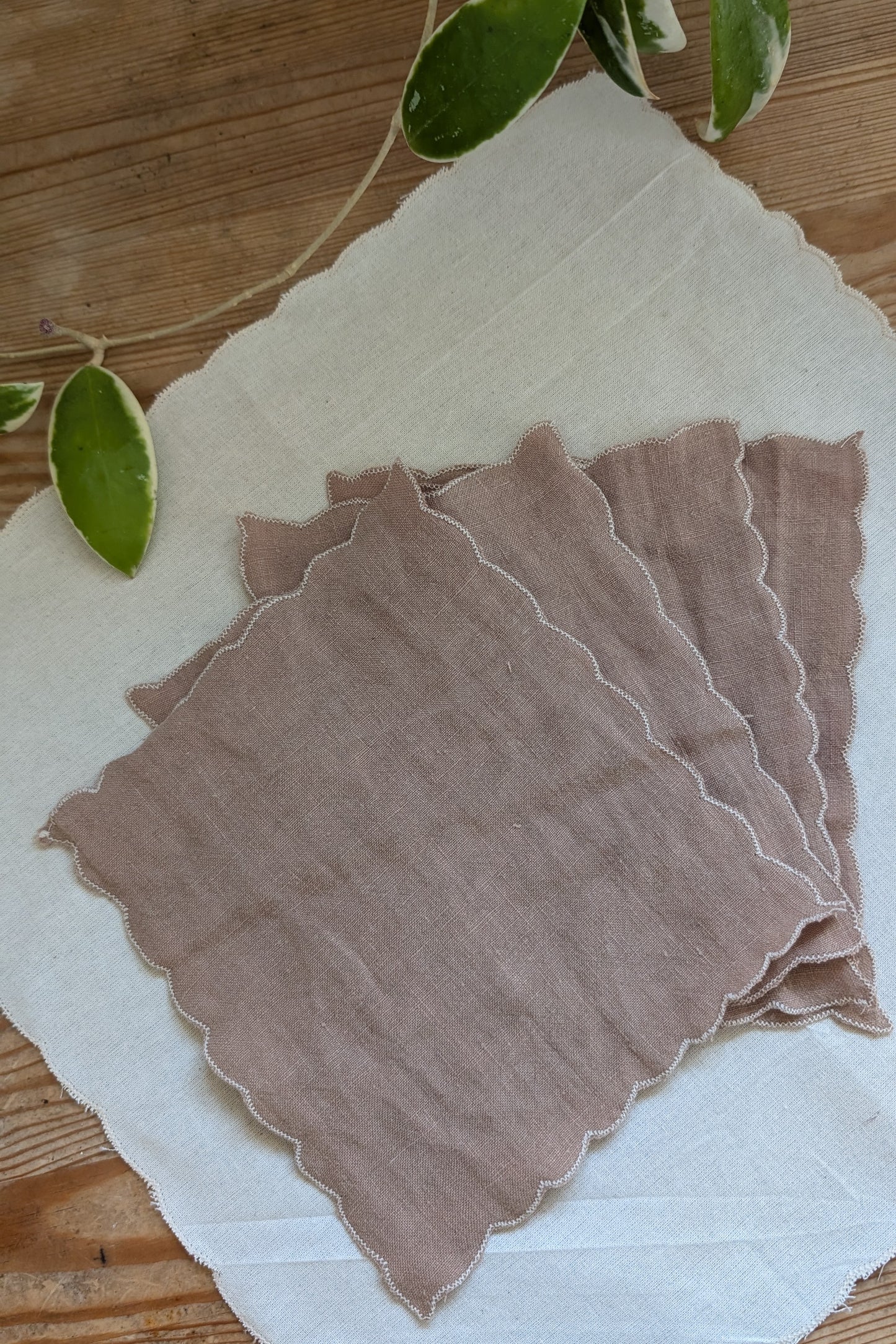 Linen Scalloped-Edge Cocktail Napkins by Connally Goods