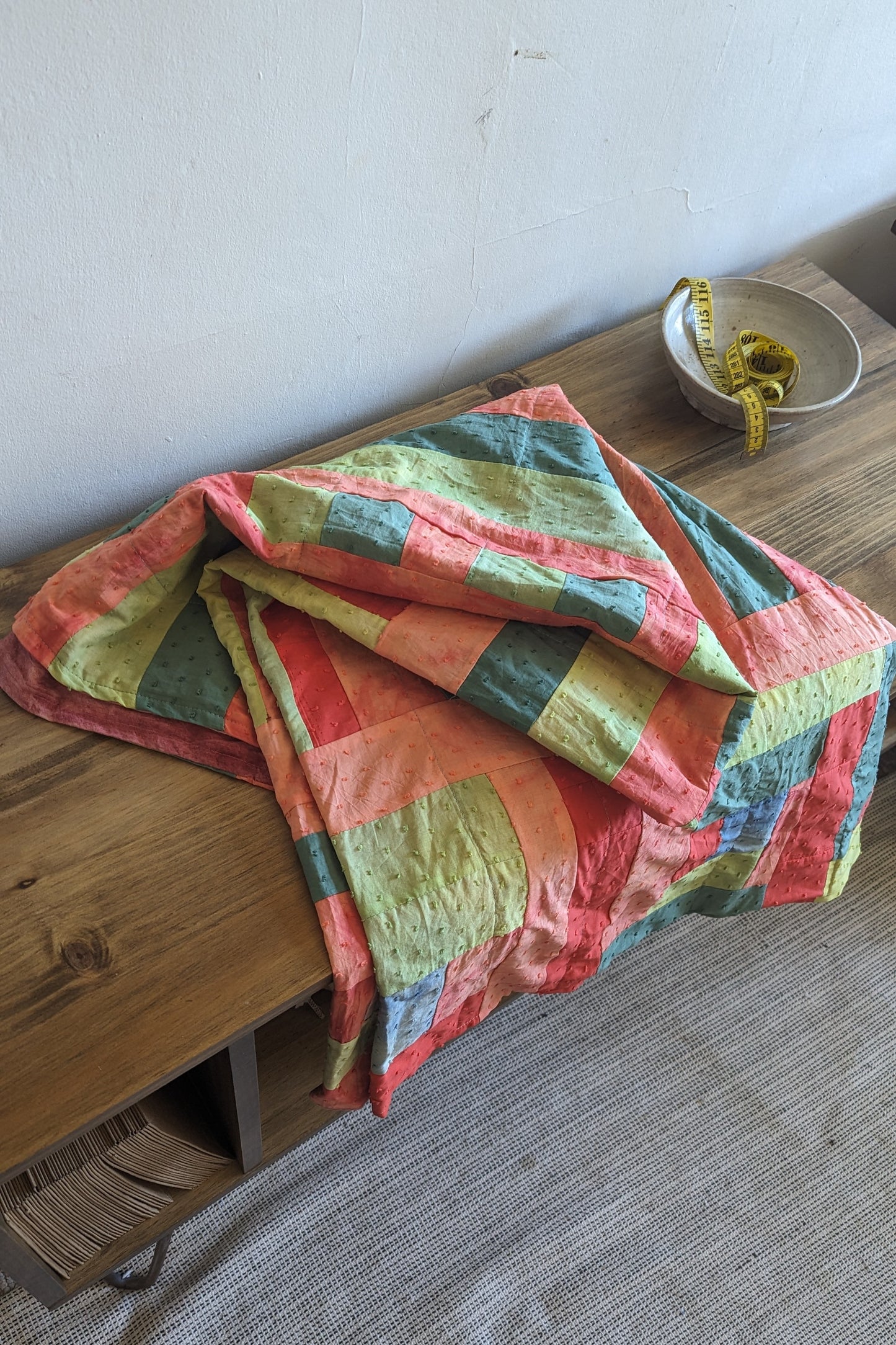 Watermelon Swiss Dot Patchwork Quilt