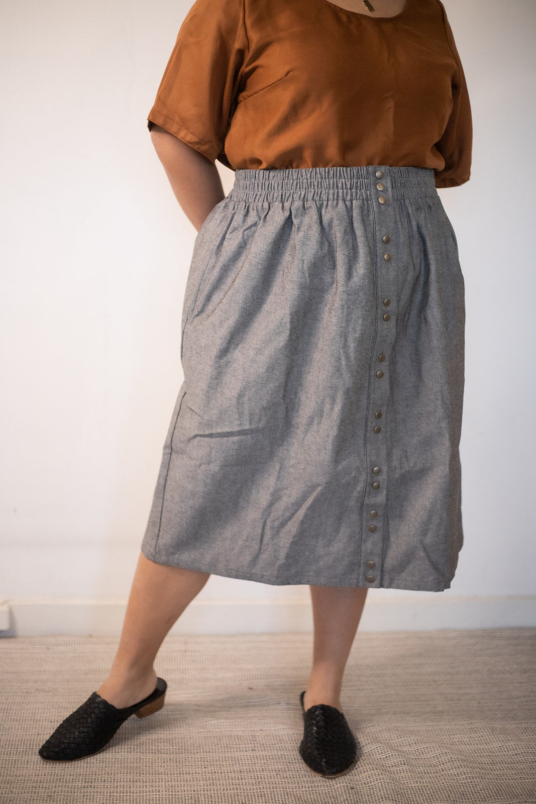 Sadie Skirt - Pebble Japanese Raw Denim by Connally Goods