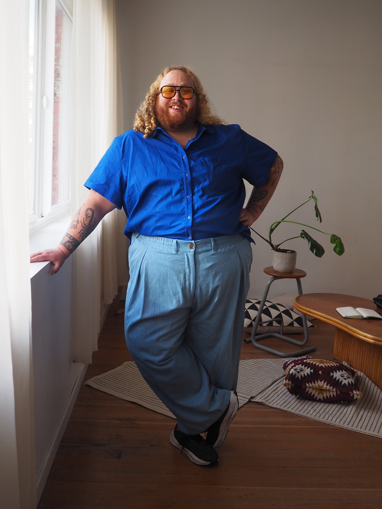 Amy Trousers in Chambray Cotton