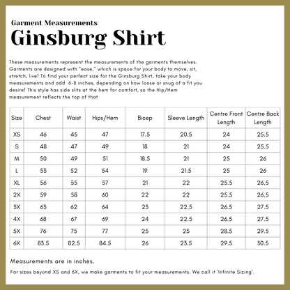 Ginsburg Shirt in Swiss Dot Cotton size guide