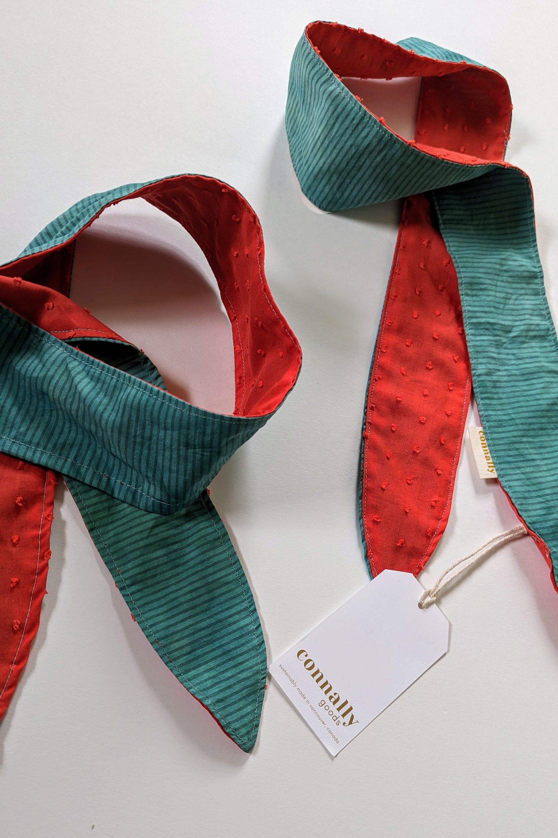 Hannah Ascot Scarf in Watermelon Stripe Cotton by Connally Goods