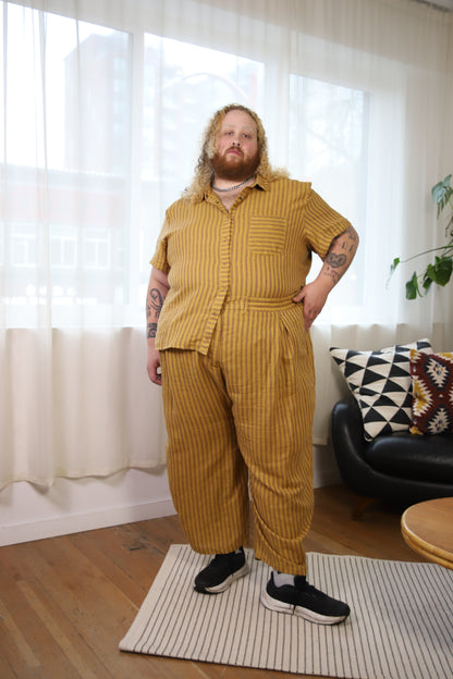Amy Trousers in Amber Stripe Cotton-Linen