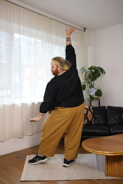 Amy Trousers in Amber Stripe Cotton-Linen