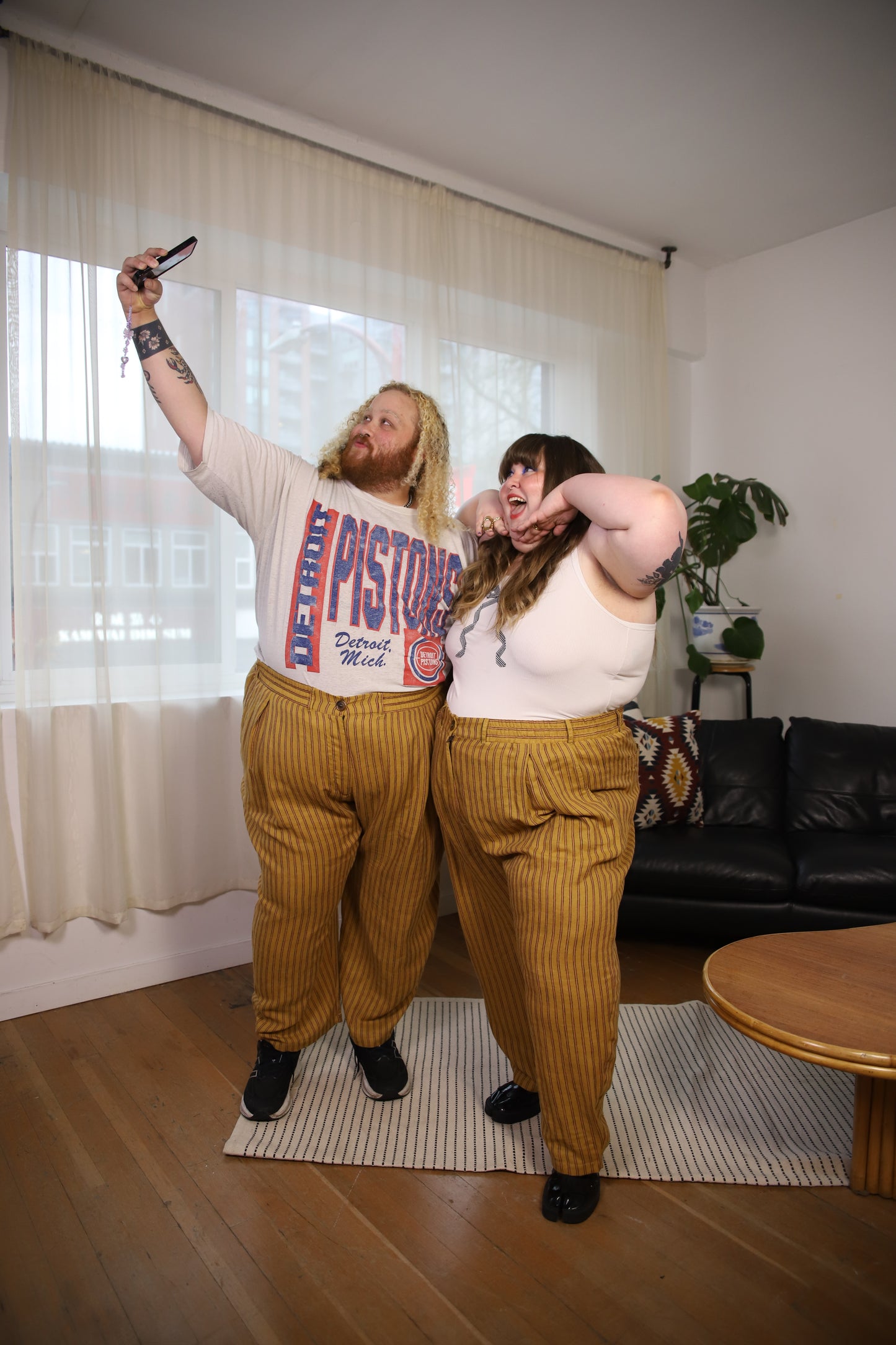 Amy Trousers in Amber Stripe Cotton-Linen