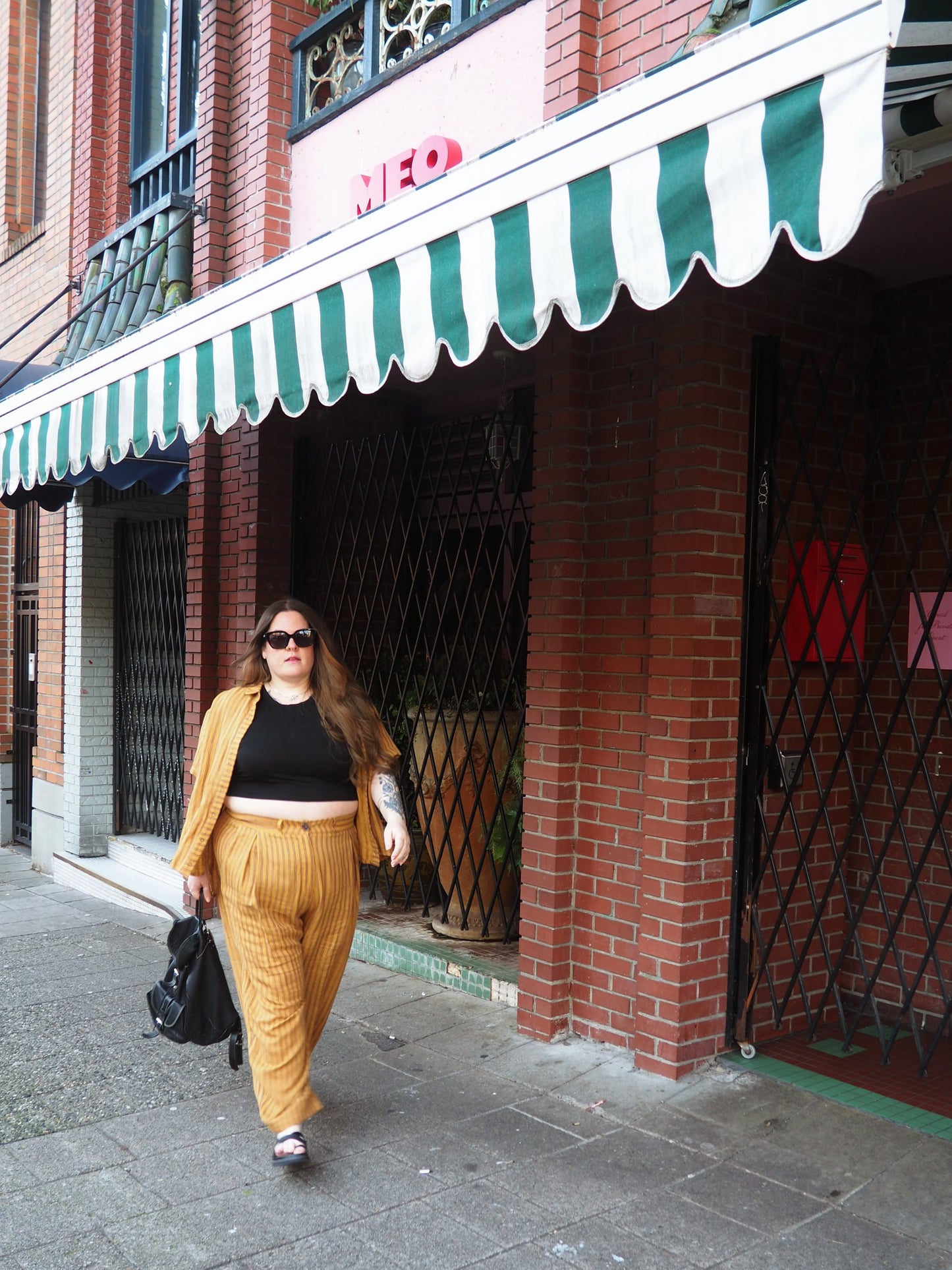 Amy Trousers in Amber Stripe Cotton-Linen