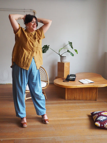 Amy Trousers in Chambray Cotton