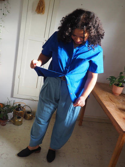 Amy Trousers in Chambray Cotton