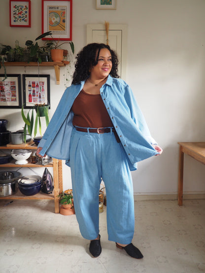 Amy Trousers in Chambray Cotton