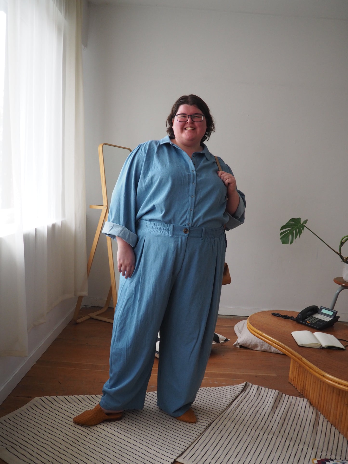 Amy Trousers in Chambray Cotton