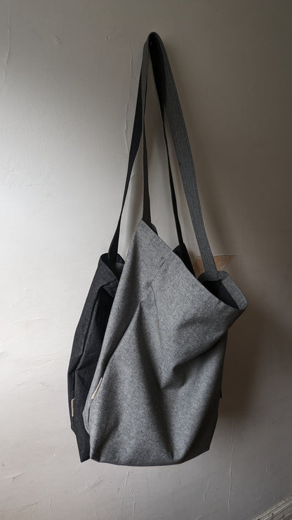Japanese Raw Denim Haul-All Tote Bag with Extra-Long Strap (Pebble) by Connally Goods