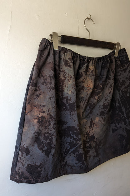 A-Line Skirt in "West Coast Grunge" Hand-Dyed, Organic Brushed Cotton (Sample Sale, size L-XL)